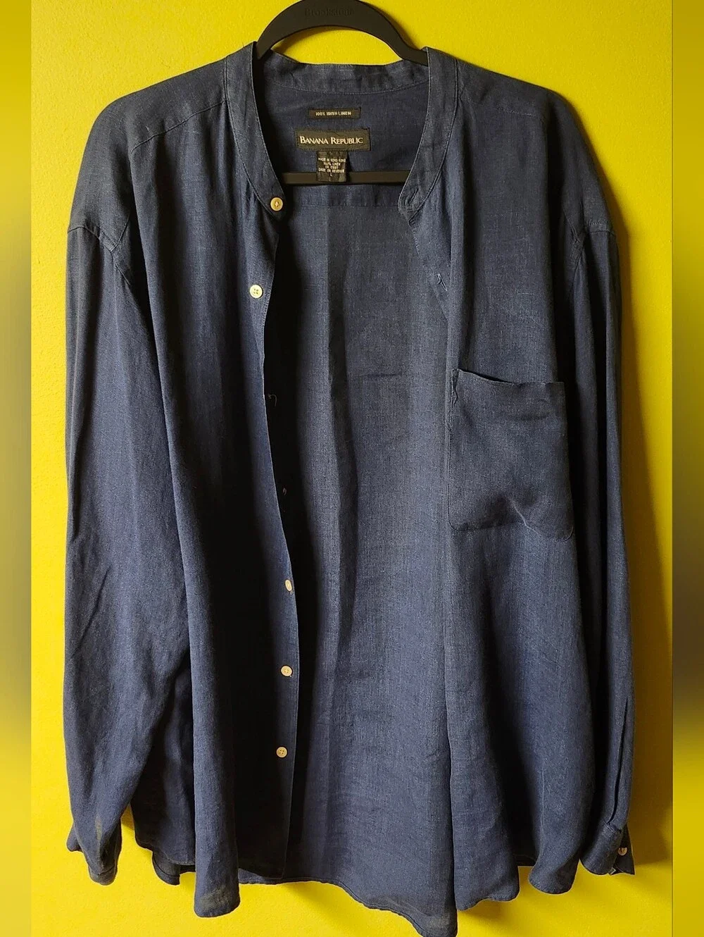 Vintage Banana Republic 100% Irish Linen Mandarin Collar Men' Shirt - L